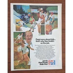 Vintage Print Ad 1975 Pepsi Stan Smith